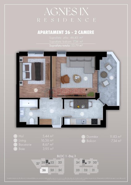 Metrou M2 15 minute, promotie, apartament 2 camere nou.